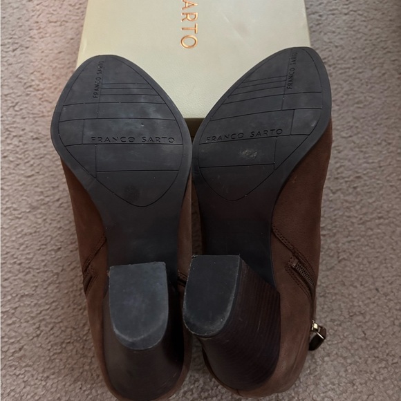Franco Sarto Appeal Heel Suede Ankle Booties - Tobacco - Picture 4 of 6